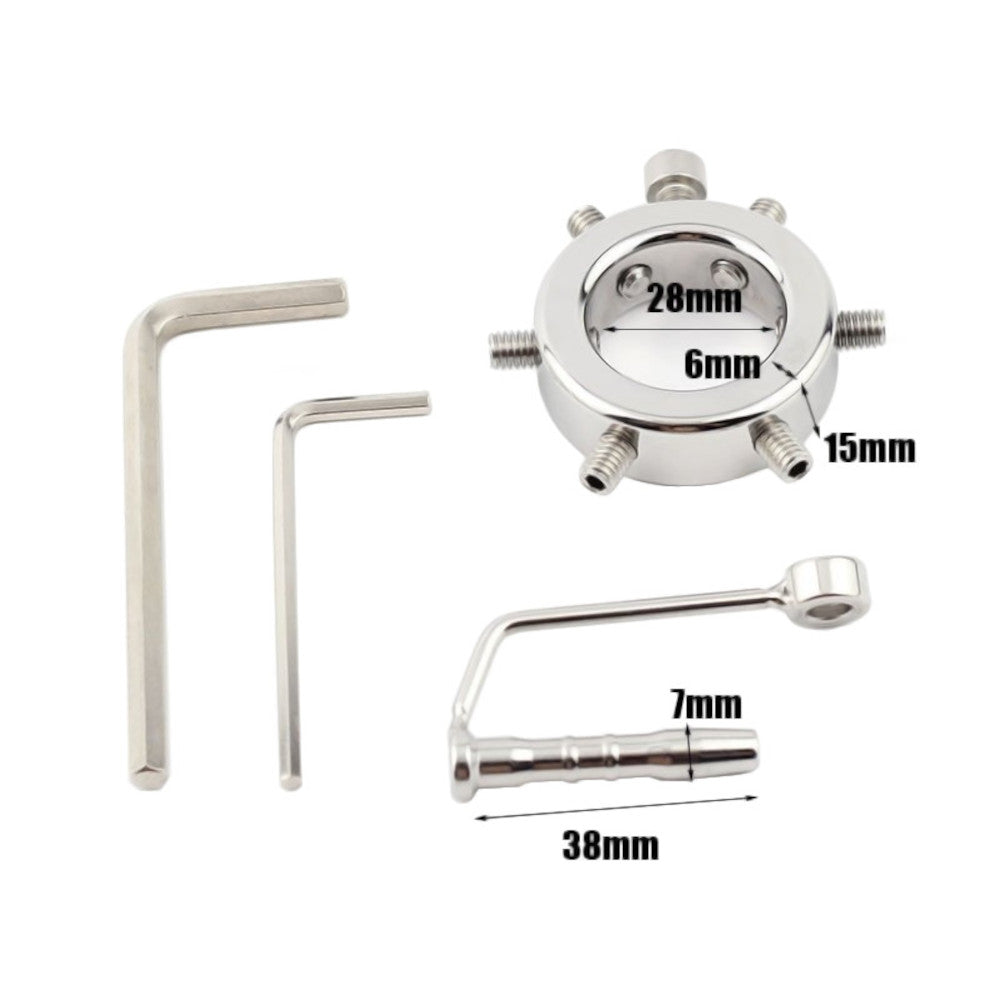 Experience ultimate control with our cage steel device a stealth bondage male accessory featuring adjustable screws and an optional plug. Perfect for timed sessions or normal play. Unlock his desires and keep him secured with this discreet locker.