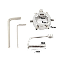 Experience ultimate control with our cage steel device a stealth bondage male accessory featuring adjustable screws and an optional plug. Perfect for timed sessions or normal play. Unlock his desires and keep him secured with this discreet locker.