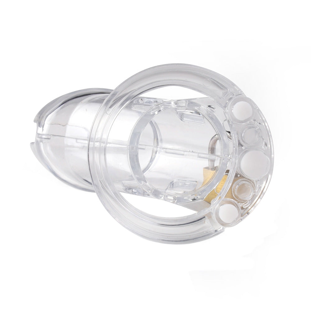 Embrace the thrill of caged captivity with this see-through masterpiece. Experience the normal, yet unique, restraint as your swollen organ stays visible yet untouchable. Each slap echoes with burning desire.