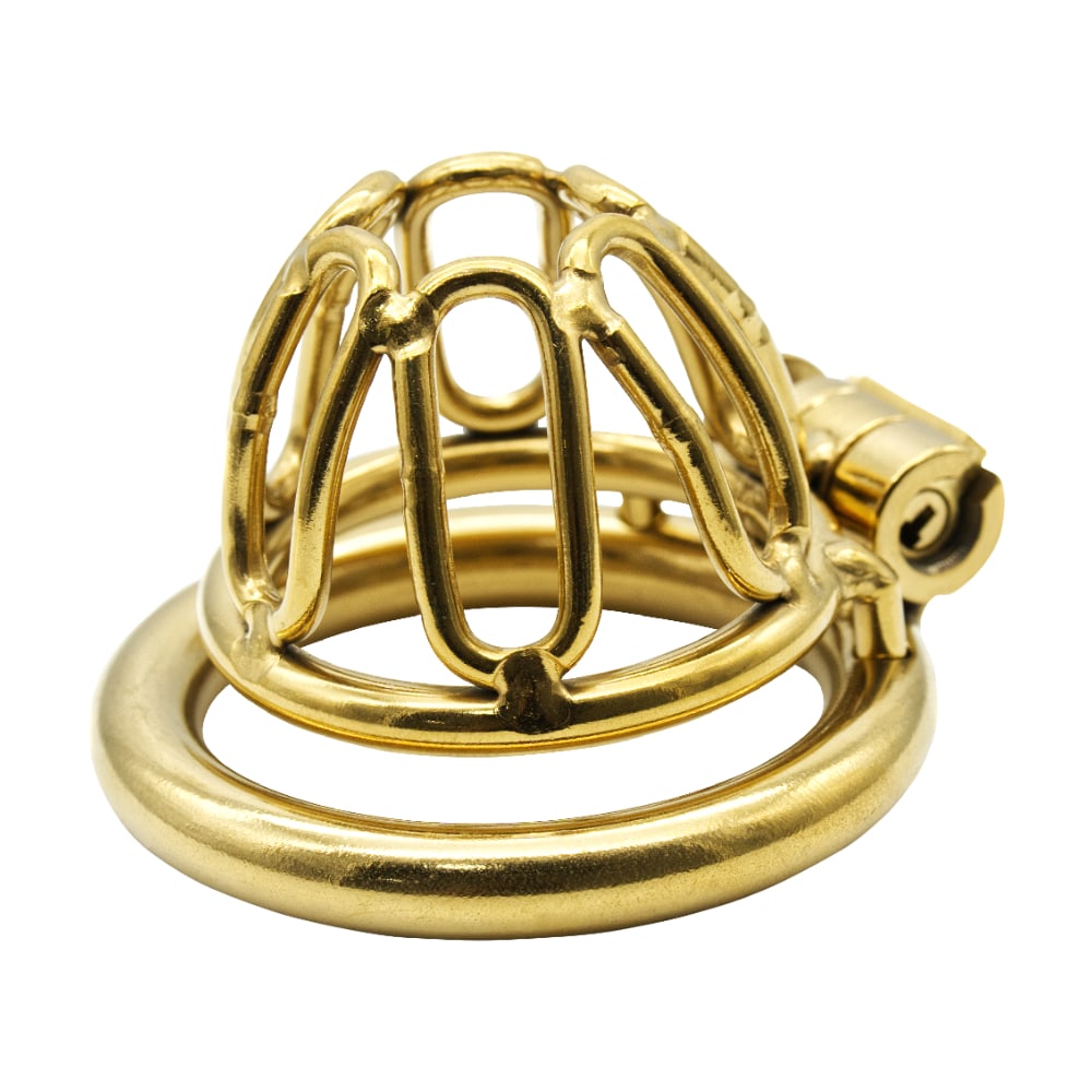 Experience the perfect fit between comfort and security with our luxurious gold cage. Its narrow design prevents slipping, while adjustable rings accommodate any length for a snug embrace.