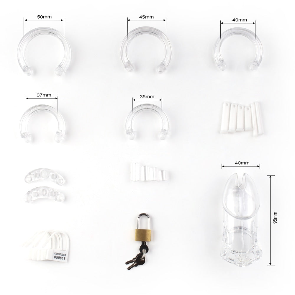 Transparent and lightweight, the ensures a snug fit with customizable base rings, providing visual tease for first-time keyholders. Wear the key as a necklace, enhancing intimacy in all stages.