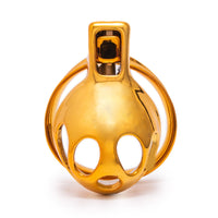 Small yet mighty, this flat cock cage features a secure gatling-like lock for peace of mind. The inny design fits discreetly, perfect for sissy play, offering comfort and hygiene with playful aesthetics.