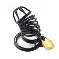 Secure and comfortable chastity device steel, crafted from thick steel. Includes stretchy attachments and three rings for a perfect fit. All hardware included, even the locking nut.