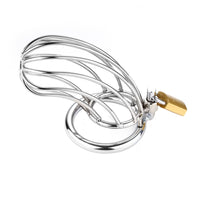 Experience ultimate control with our steel male chastity device. This mini chastity cage provides restrictive coverage and secure enclosure, keeping you exposed yet held in comfort.
