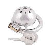 Experience ultimate control with this surgical-grade, flat chrome, stainless steel device designed for the small male. Expertly sized for comfort, it fits snugly at the bottom, ensuring discretion and security.