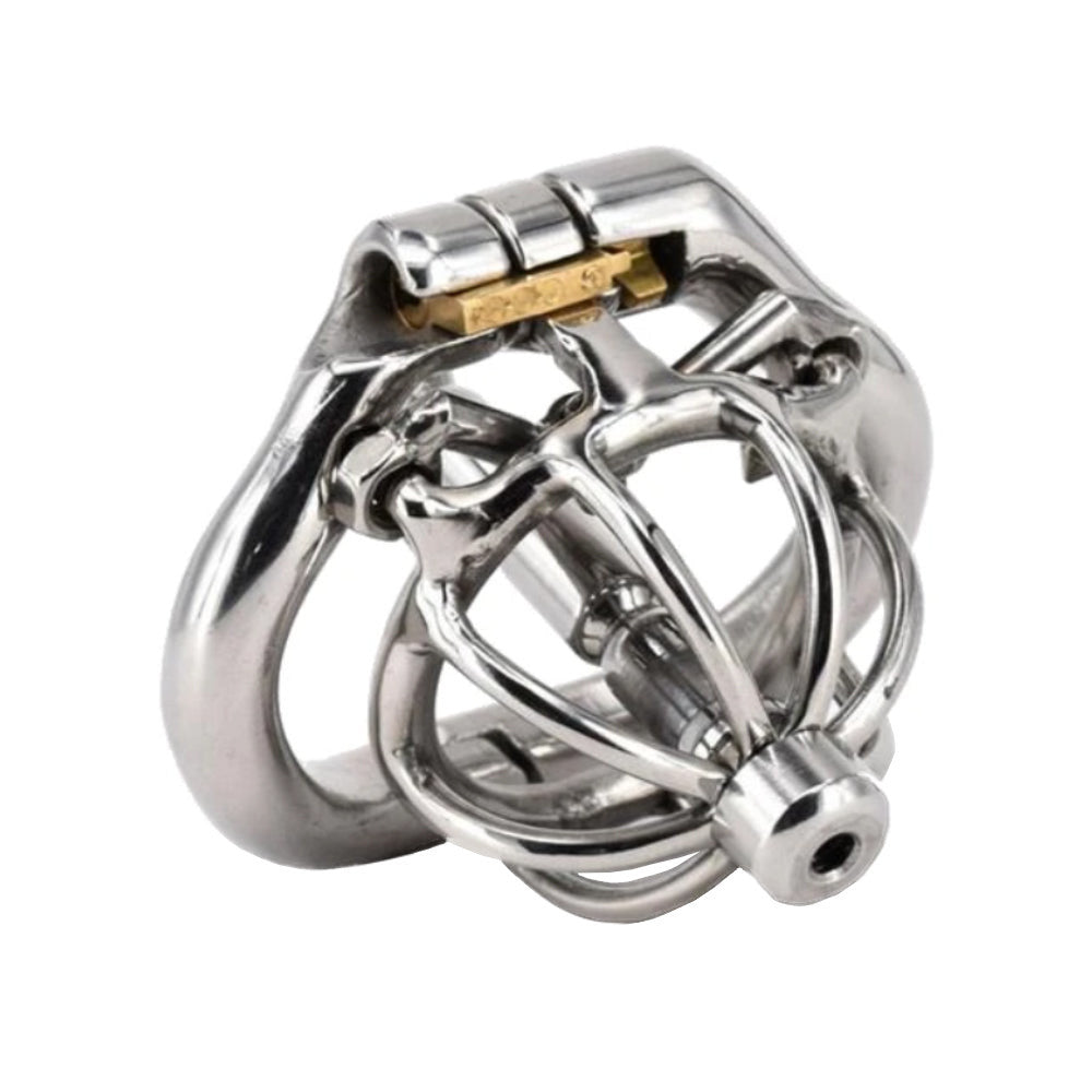 Discover intense submission with our stainless steel metal cock cage featuring intricate spikes. Custom-fit attachments enhance control, while our website showcases every thrilling detail through vivid images.