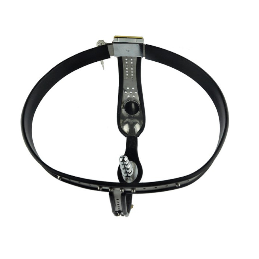 Experience the ultimate in submission with our Locking Anal Metal Chastity Belt. Featuring a secure plug and screw lock, it's impossible to remove once worn. Women seeking control will love its design. Easy shower cleaning ensures quick removal when allowed.
