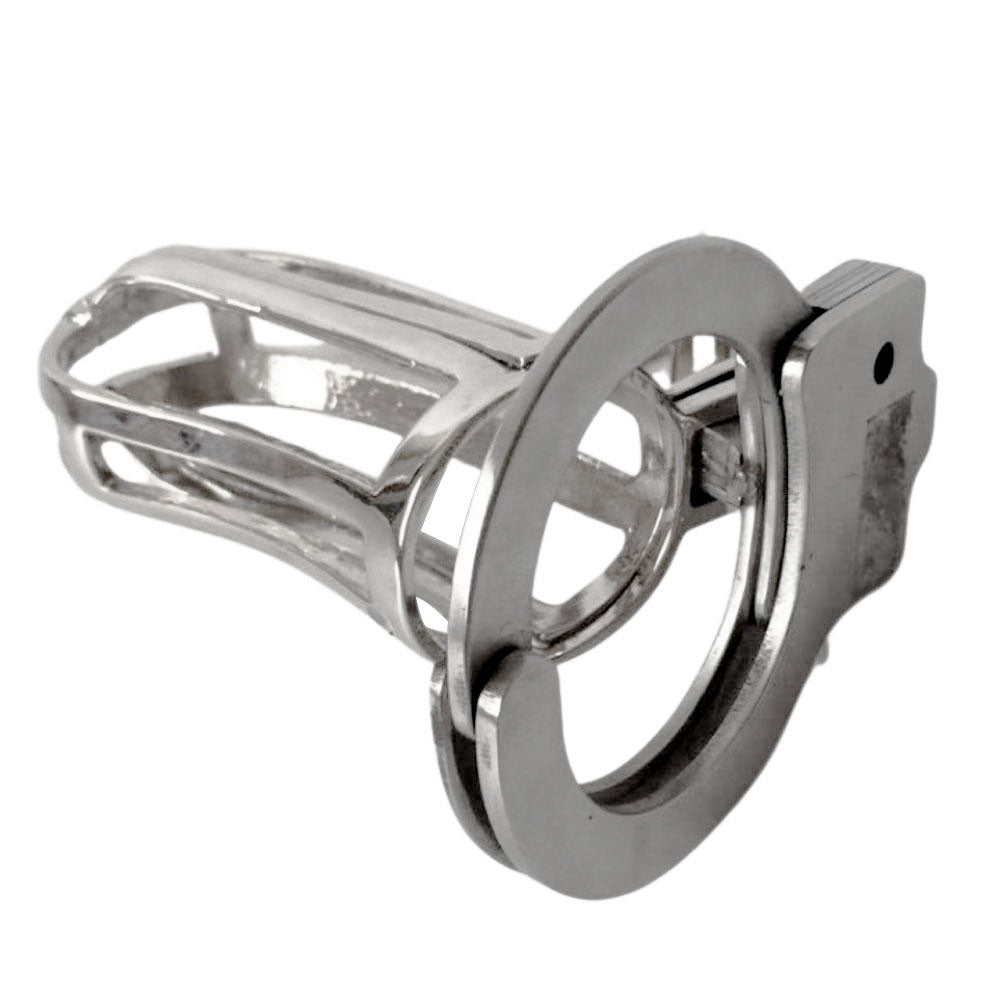 Elevate your BDSM adventures with our adjustable metal cock cage a literal prison for your penis. Designed to tease and torture your penis, this device keeps your member swollen with anticipation. The handcuff-shaped chastity ring adds a thrilling touch, allowing for playful slaps that bring a blush to your face and spice up your ass-busting escapades.