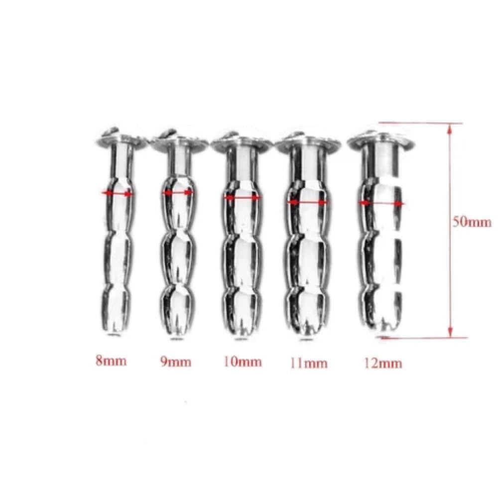 Elevate your urethral play with this ribbed, hollow stainless steel plug for full-spectrum sensation and easy fluid flow. Available in sizes up to 0.47 inch, ideal for extended play or overnight lockdown.