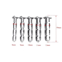 Elevate your urethral play with this ribbed, hollow stainless steel plug for full-spectrum sensation and easy fluid flow. Available in sizes up to 0.47 inch, ideal for extended play or overnight lockdown.