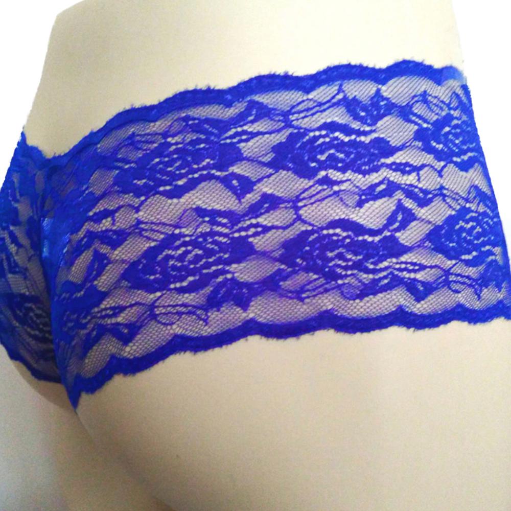 Gift your sissy with this blue lace panty featuring a flower motif. It cradles like a cup, embodies erotica, and is perfect for pairing with a sissy chastity products. Call it woodsy bliss!