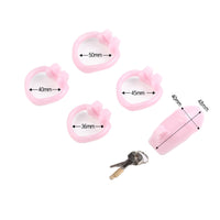 Unlock feminine desires with this pink resin device for sissies, offering three size options for comfort. Say goodbye to frustration and miss no chance to decide your fit!