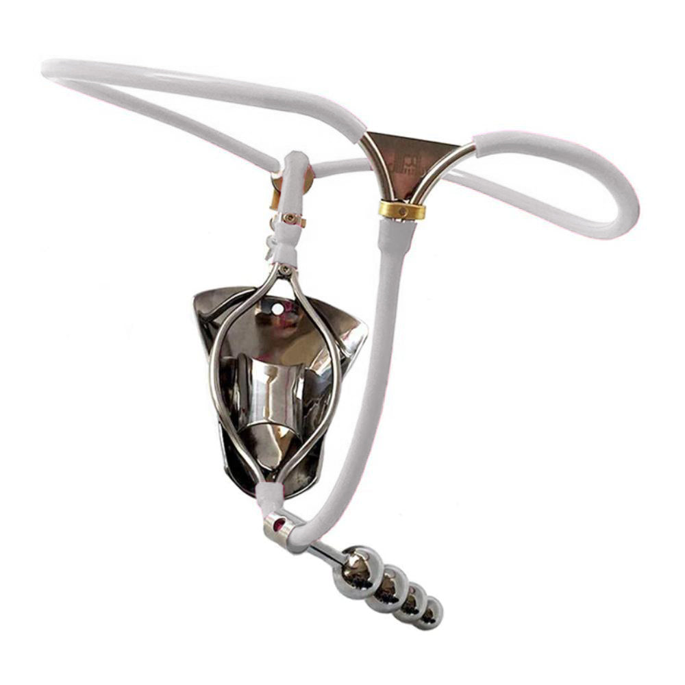 Experience ultimate control with our sleek, long metal device that looks as enticing as a snake. This cougar-approved chastity belt offers a number of thrilling features buy now to unlock new adventures!
