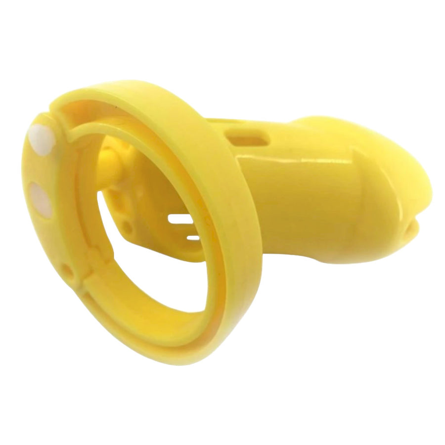 Yellow Silicone Bellied Sissy Male Chastity Device