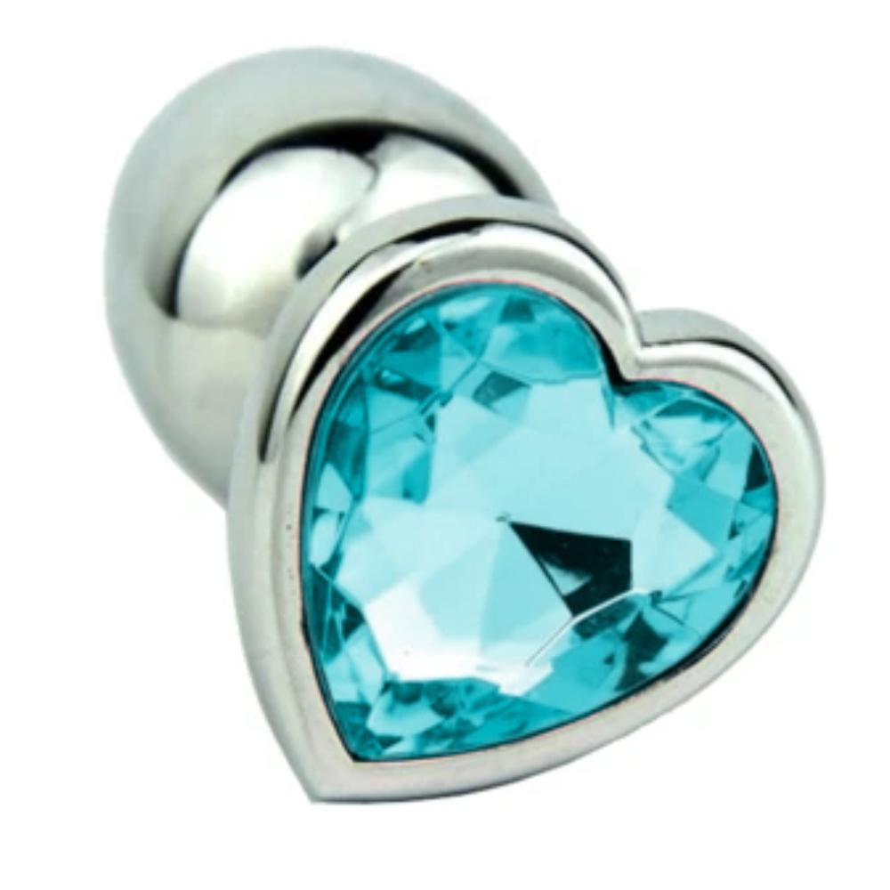 2.8" Heart-Shaped Jewel Metal Butt Plug